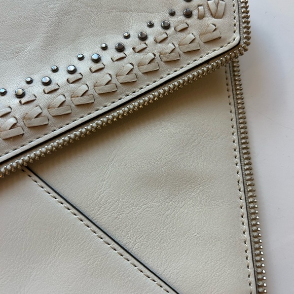 Rebecca Minkofff Leo Ivory Clutch With Gorgeous Metal Stud Detail & Stitching - Picture 3 of 8